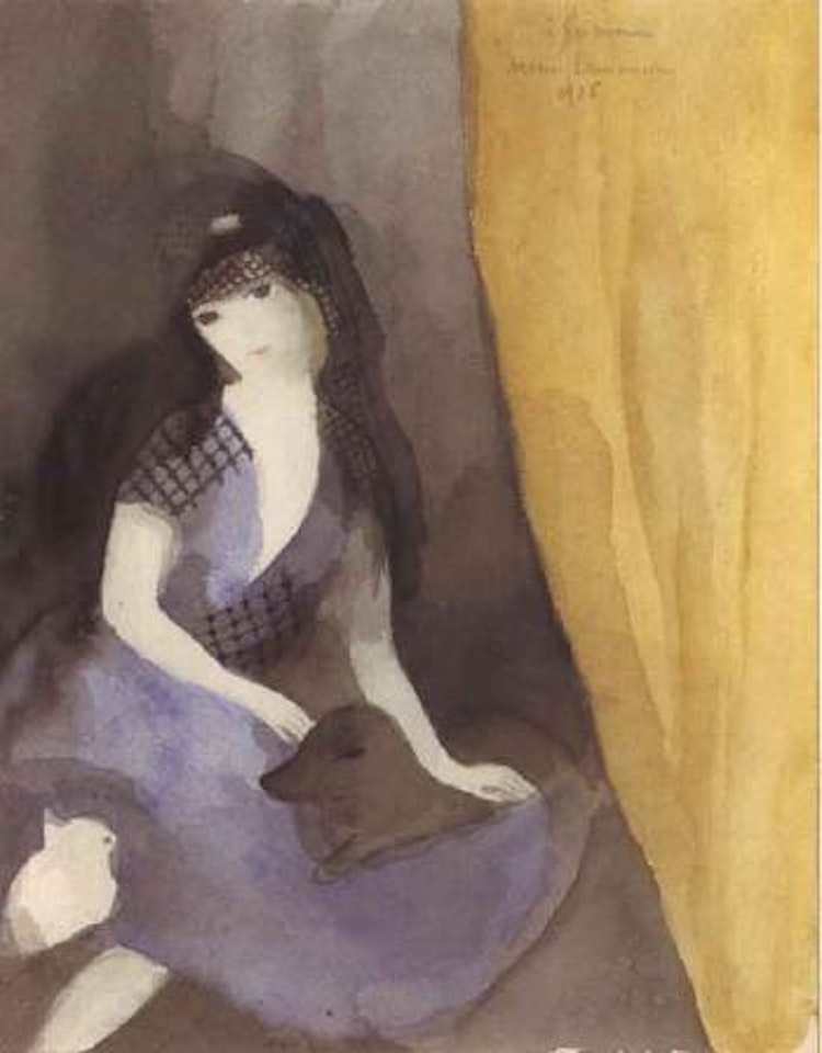 Jeune femme au chat by Marie Laurencin