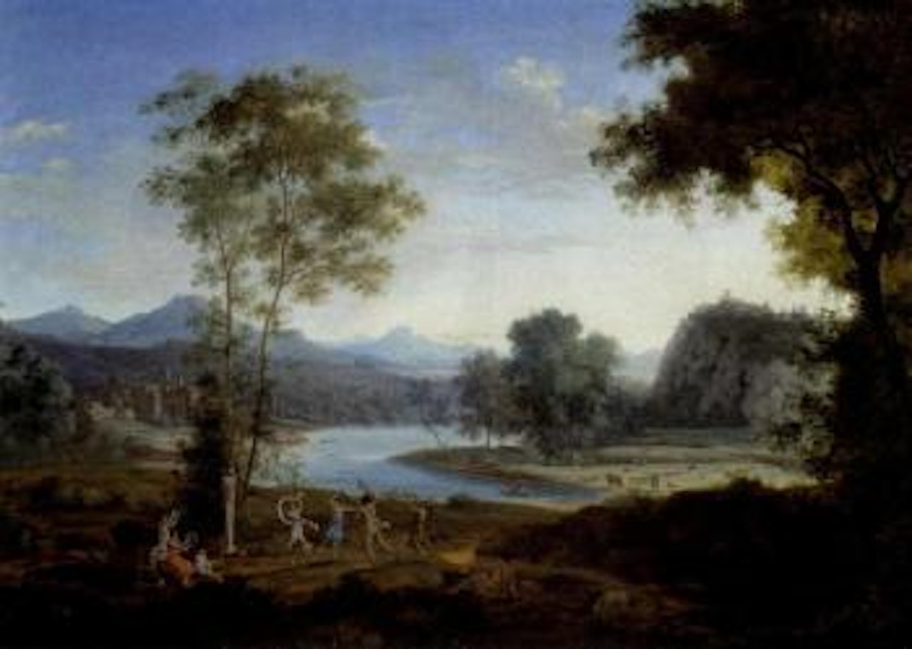 Landscape with dancing figures by Giacomo van Lint