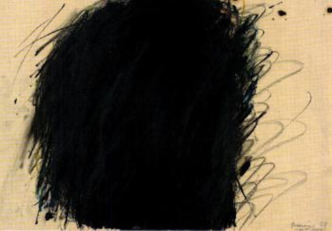 Overpainted head by Arnulf Rainer