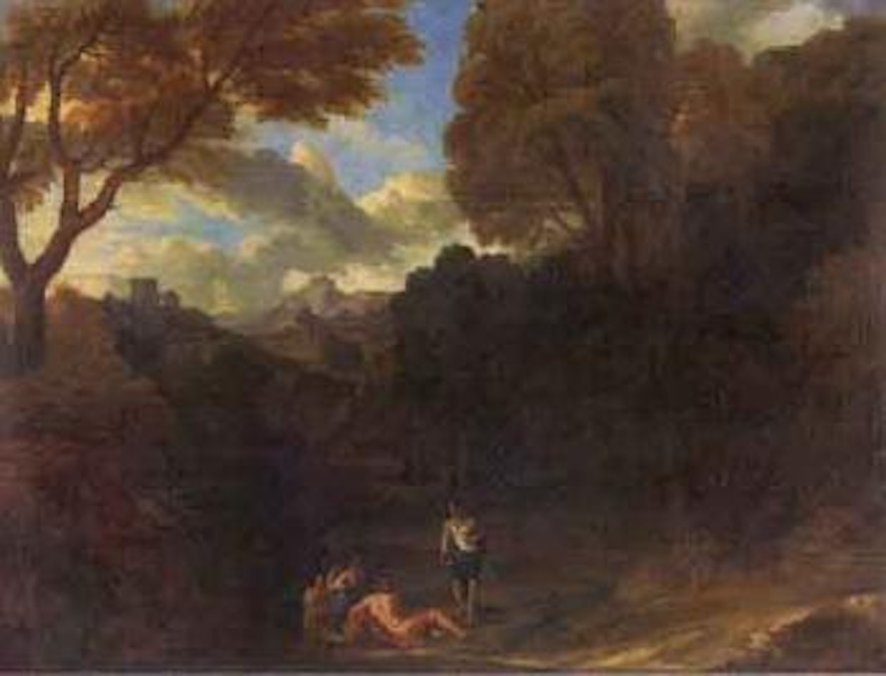 Landscape with figures by ruin by Claude Lorrain