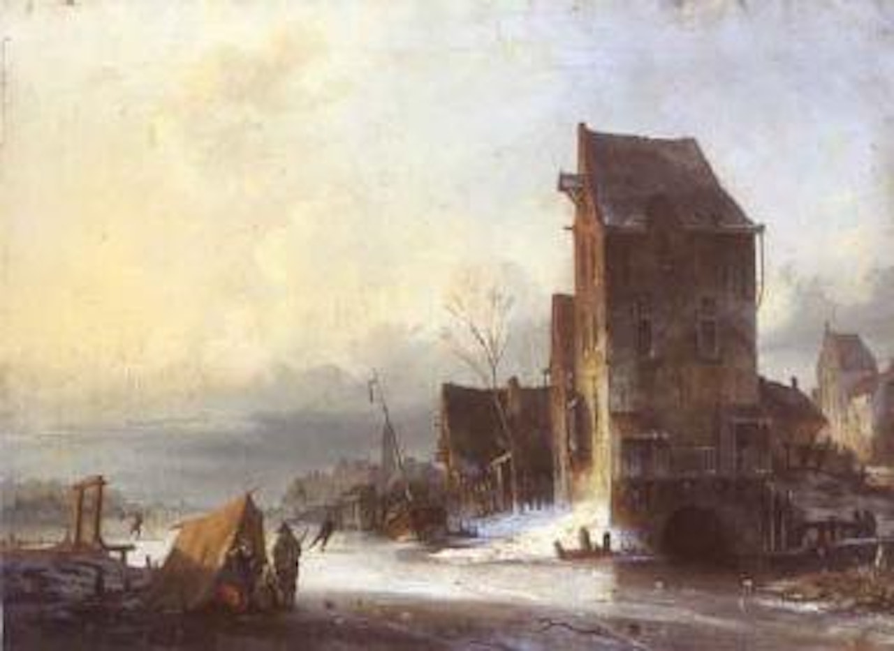 Winter landscape with skaters by Dutch School
