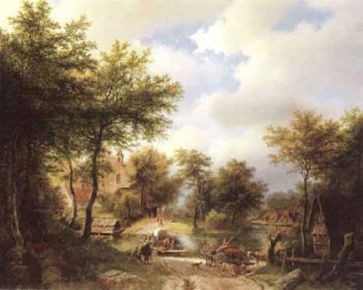 Ferry crossing by Barend Cornelis Koekkoek