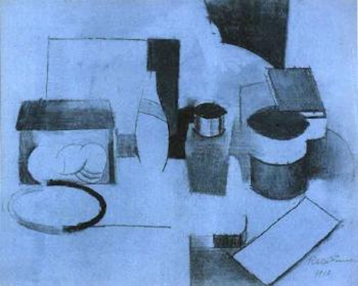 Nature morte, boite a the et pot a tabac by Roger de la Fresnaye