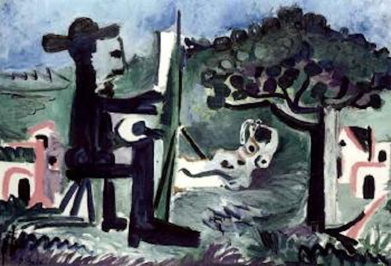 Le peintre et son modele dans un paysage by Pablo Picasso