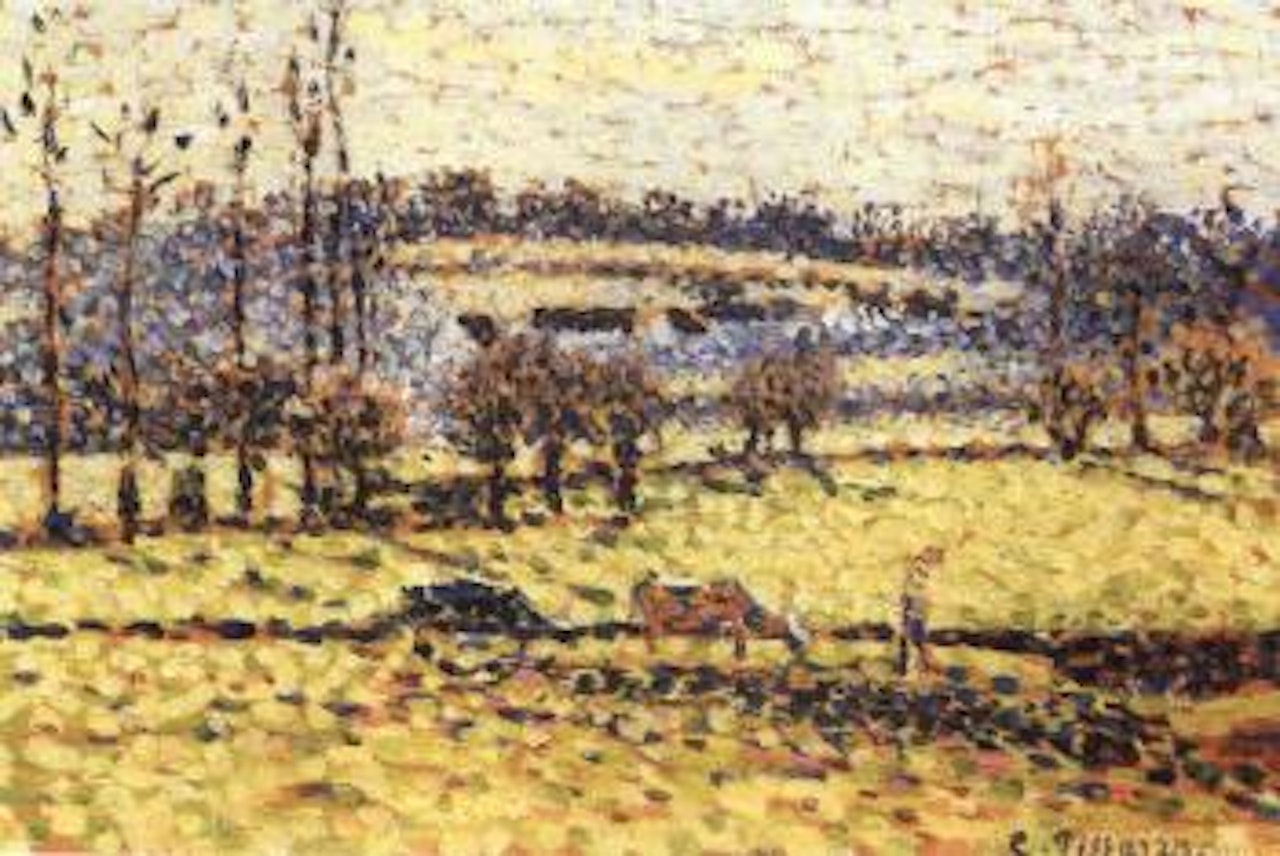 La prairie de Bazincourt by Camille Pissarro