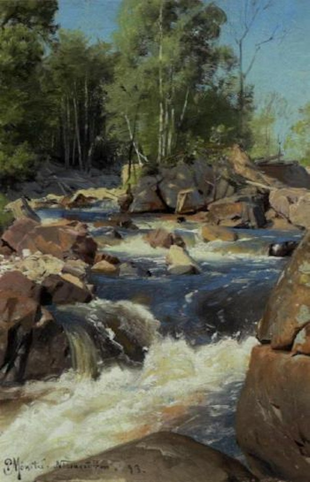 Rocky landscape with stream by Peder Mork Monsted
