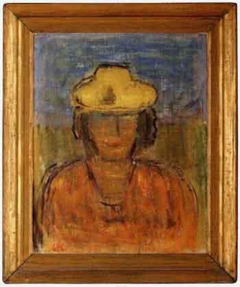 Lady wearing yellow hat by Carl Kylberg