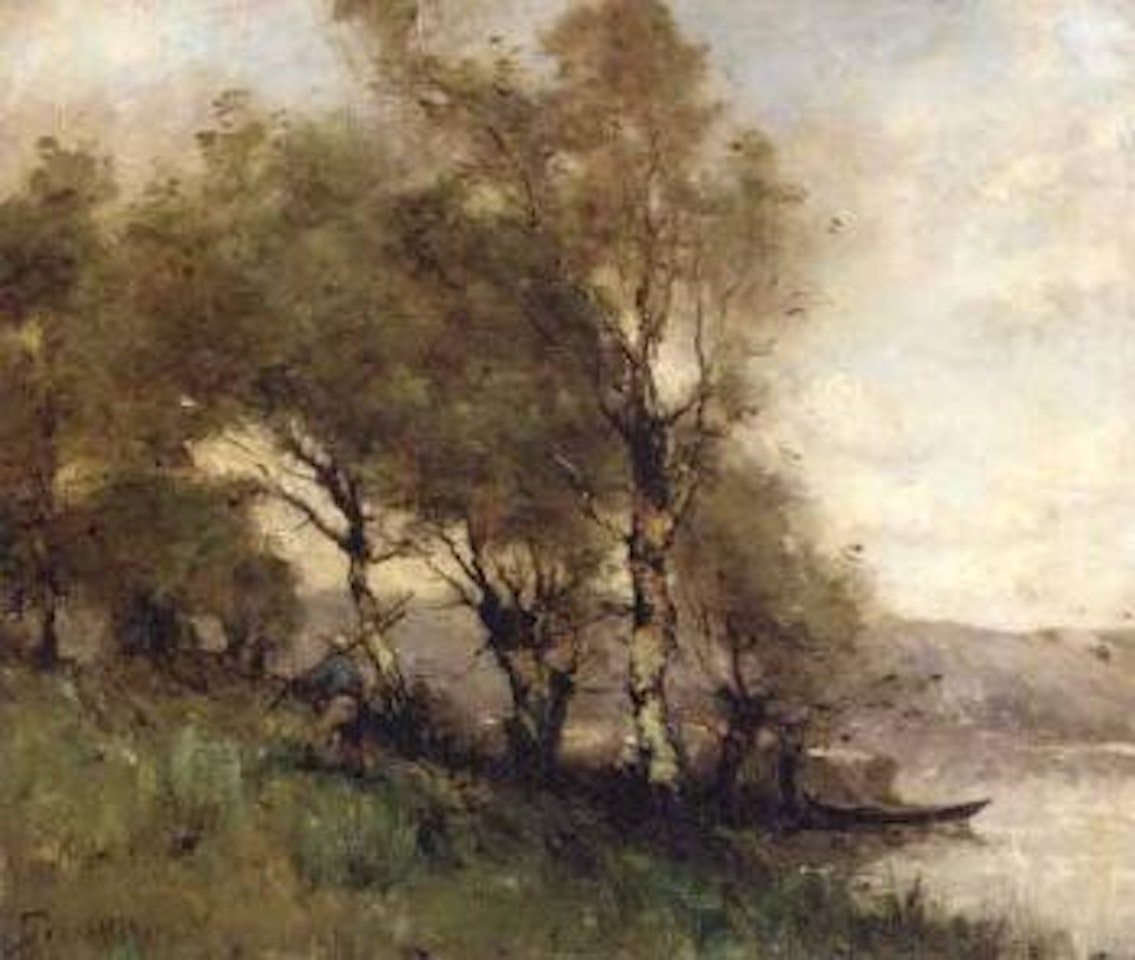 On the banks of the lake by Paul Désiré Trouillebert