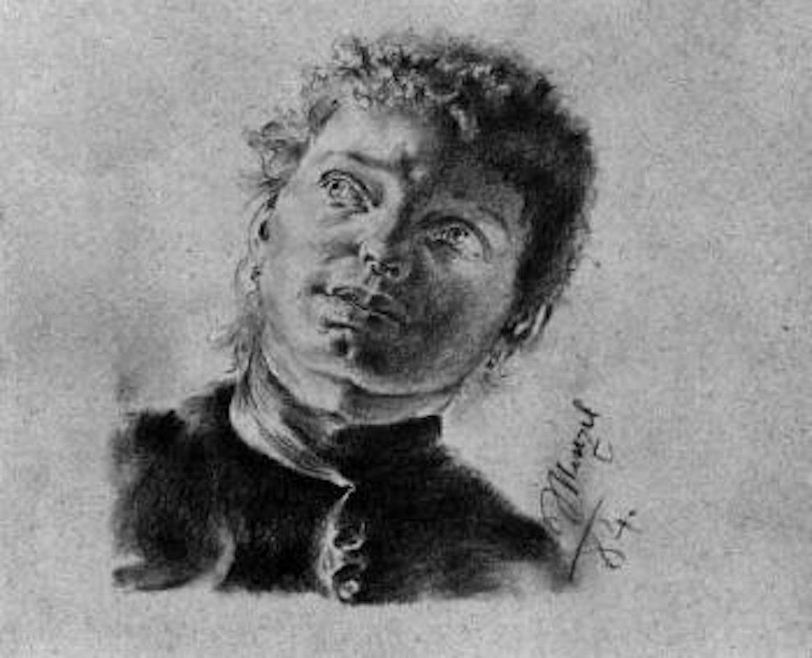Portrait of young woman by Adolph Menzel