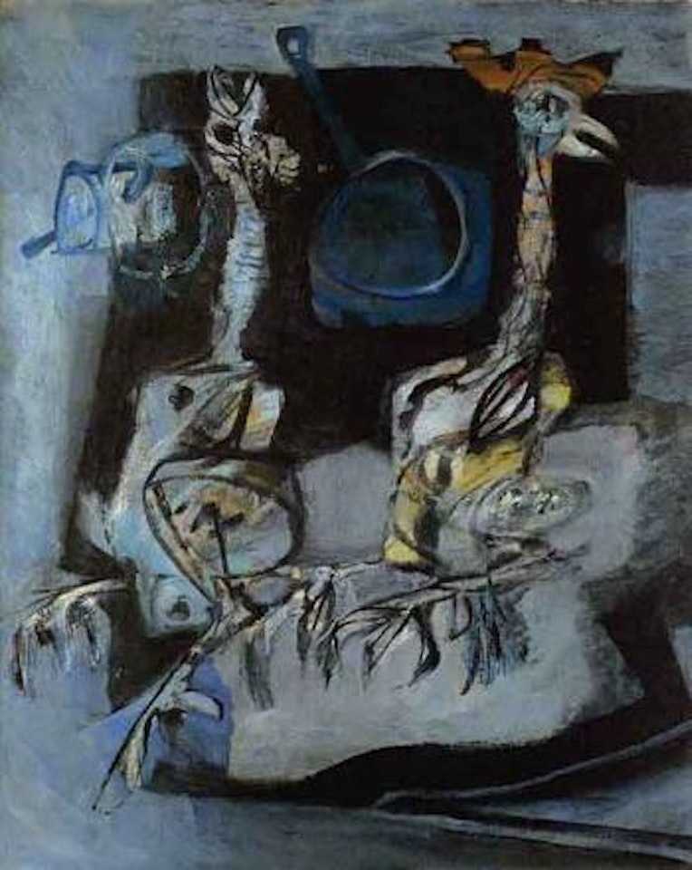Still life with two cocks by Antoni Clavé