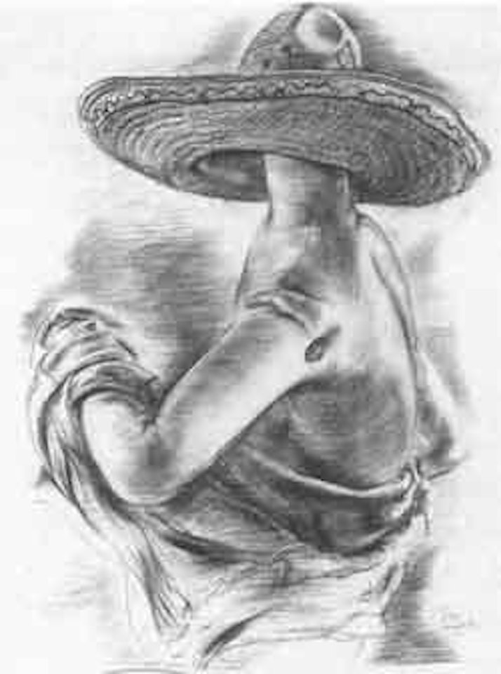 Cowboy study with sombrero by George Grosz
