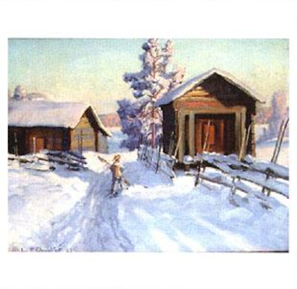 Log cabins in the snow by Ivan Fedorovich Choultse