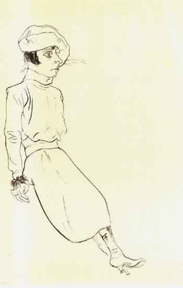 Sitzende mit kappe by George Grosz
