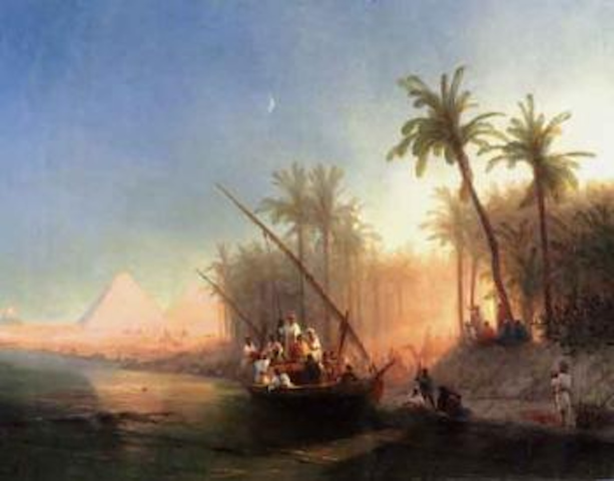 Ship on the Nile with the Pyramids of Gizeh by Ivan Konstantinovich Aivazovsky
