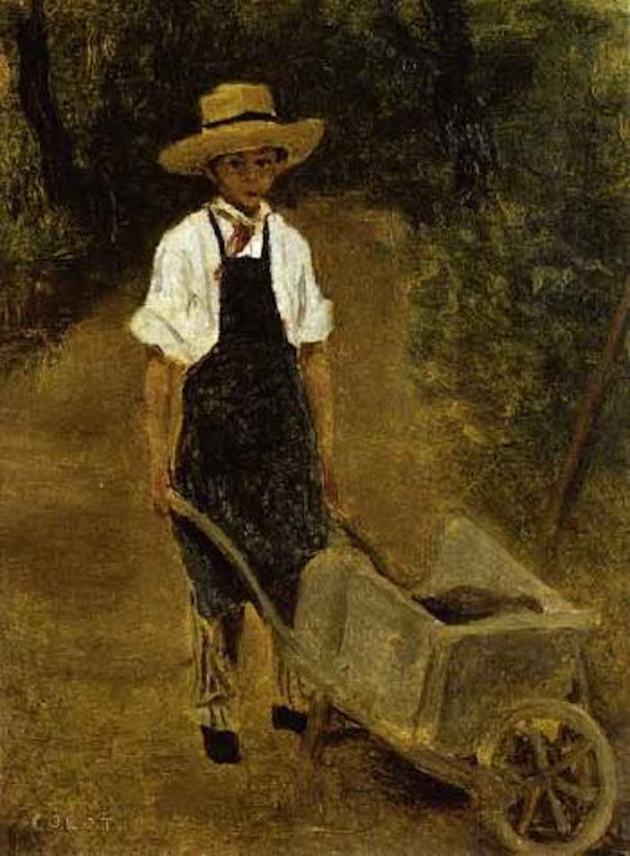Octave Chamouillet poussant une brouette by Jean Baptiste Camille Corot