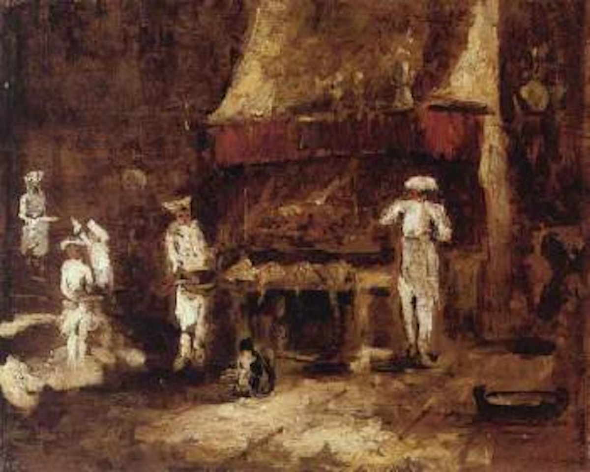 La rotisserie des deux paons by Adolphe Monticelli