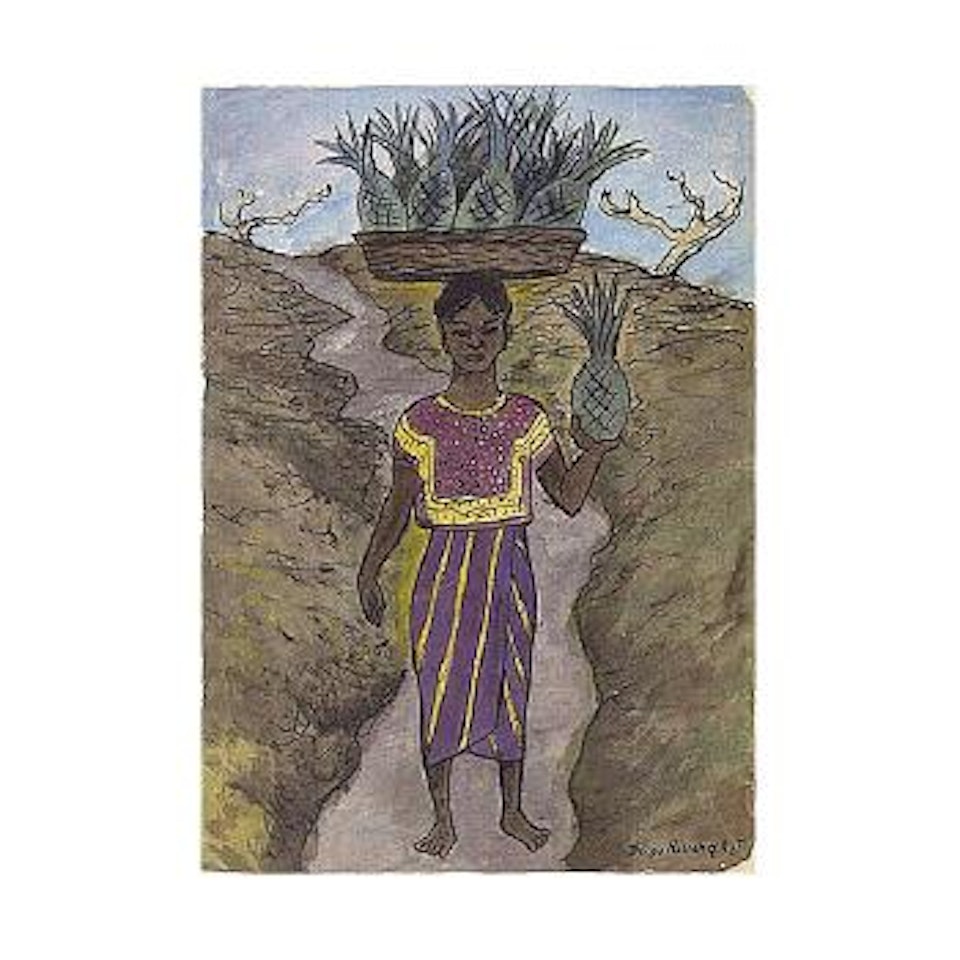 Tehuana vendiendo pinas - Pineapple seller by Diego Rivera