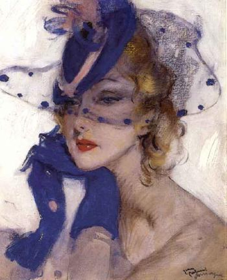 Femme aux gants bleus by Jean Gabriel Domergue