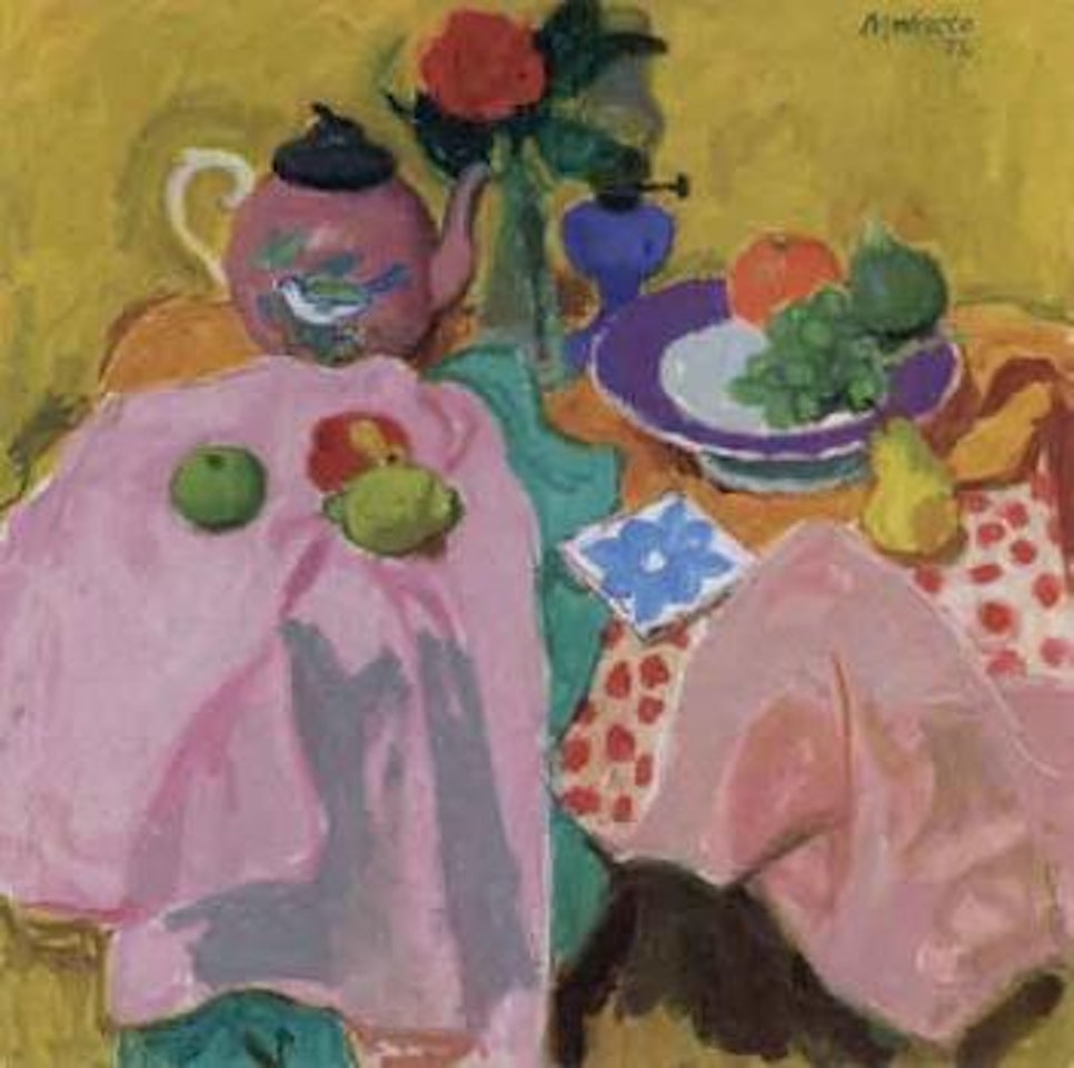 Still life with red rose by Alberto Morrocco