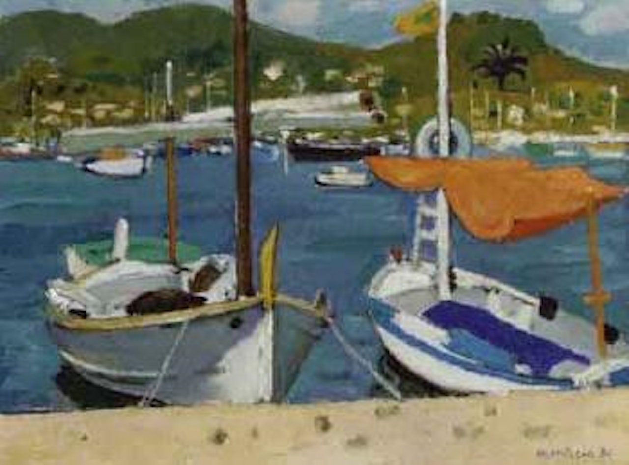 Boats at Andraitx, Mallorca by Alberto Morrocco