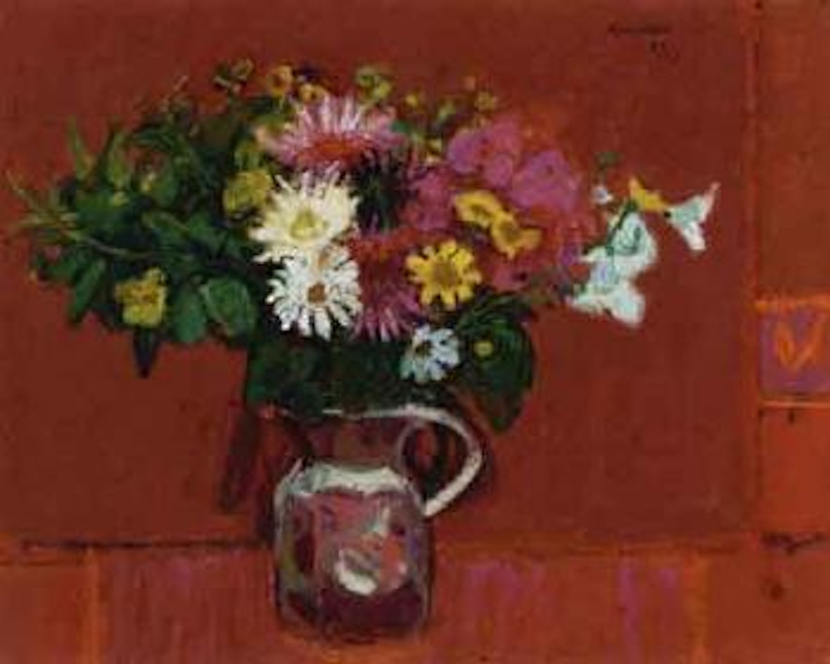 Dahiias, study in red by Alberto Morrocco