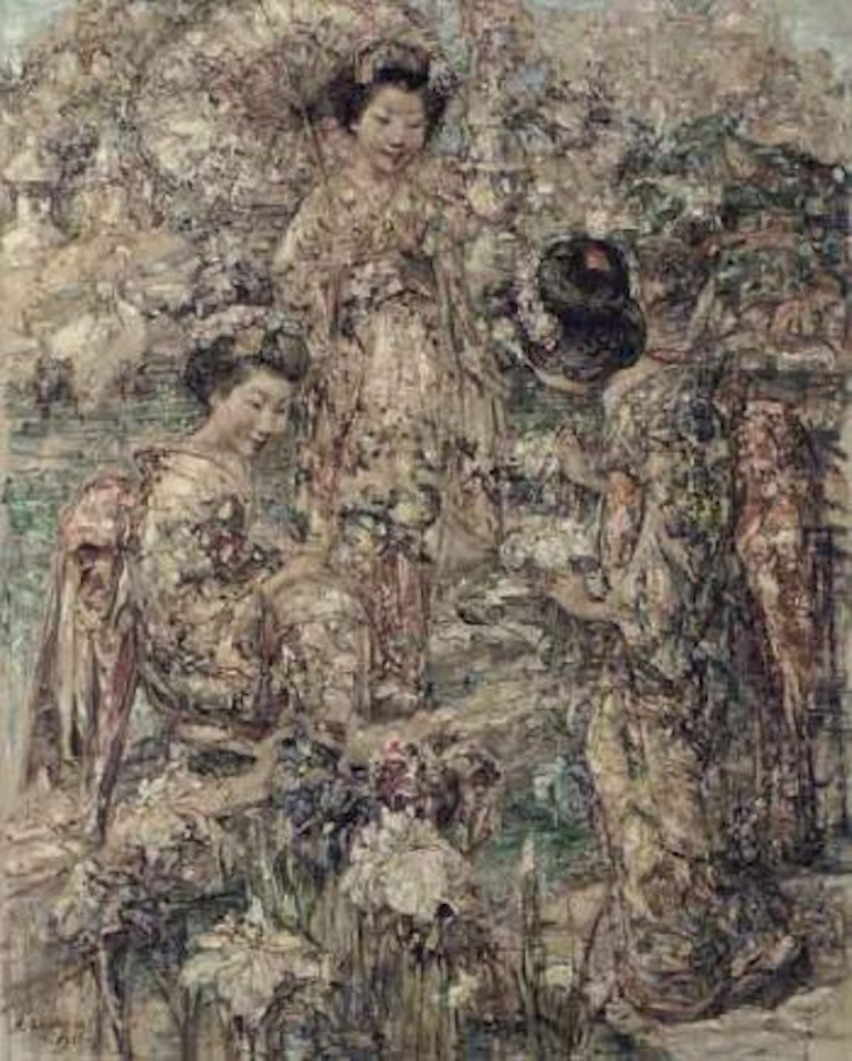 Japanese garden by Edward Atkinson Hornel
