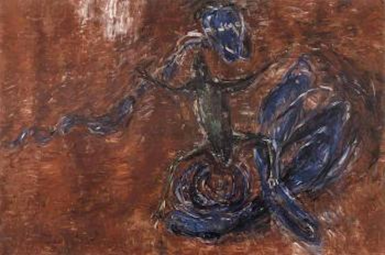 Blue woman with frog by Susan Rothenberg