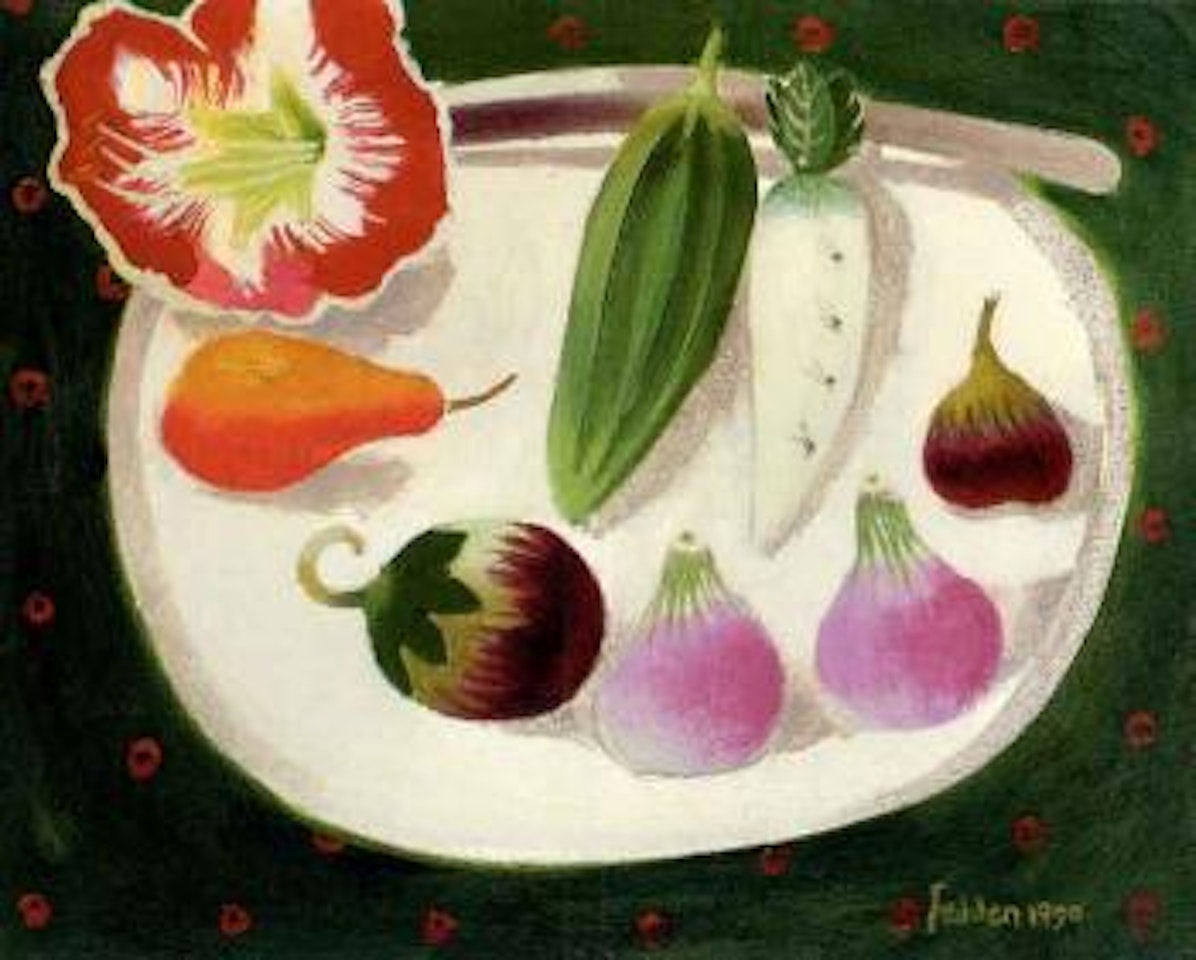 Onions and pears and an amaryllis by Mary Fedden