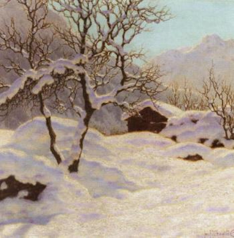 Mountain cabin under snow by Ivan Fedorovich Choultse