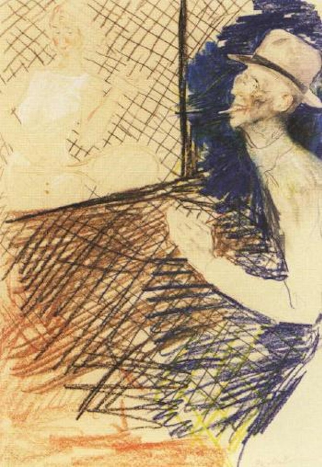 Caricature of King Gustav V of Sweden on the tennis court by Filip Malyavin