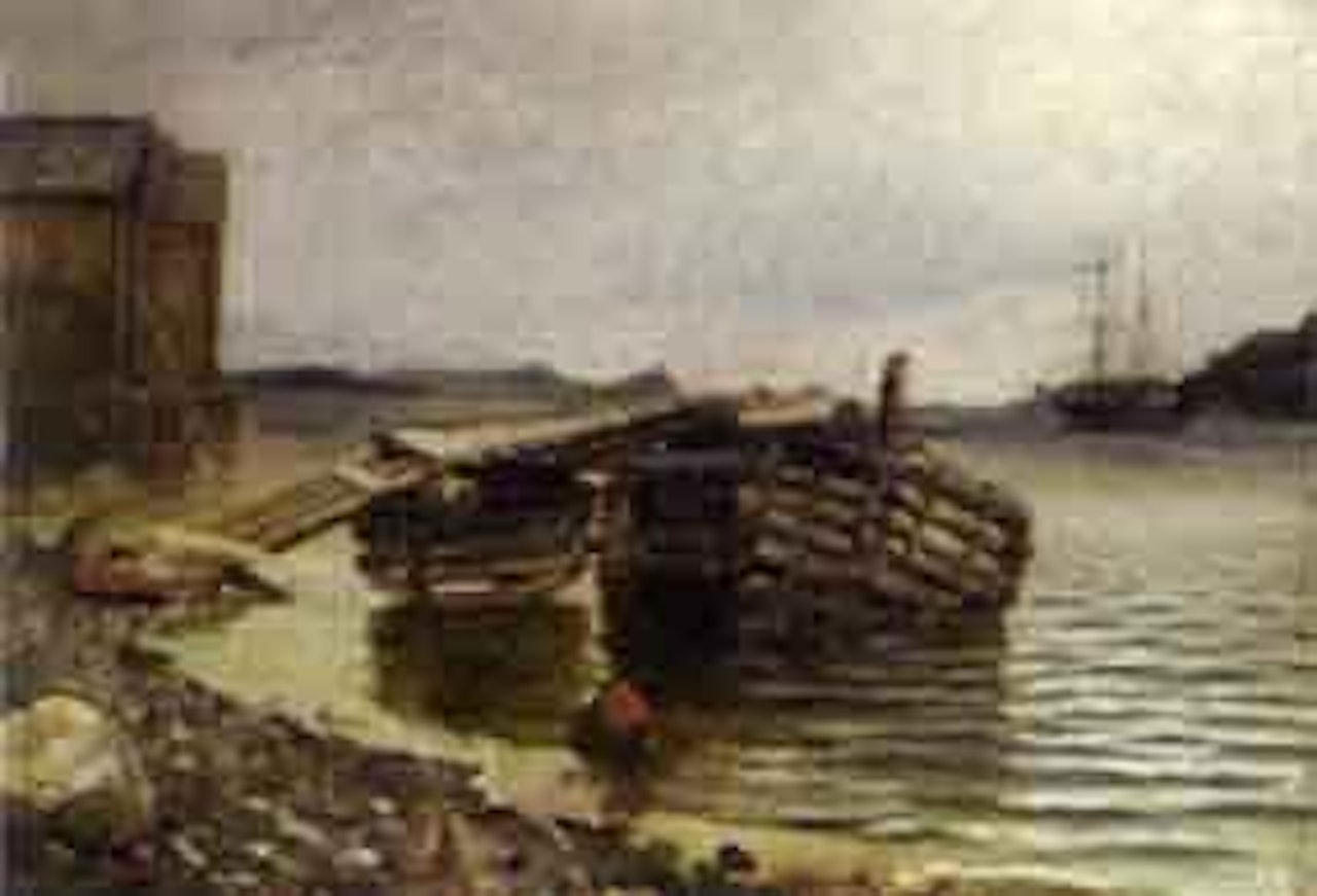Broken timber jetty by Fritz Thaulow