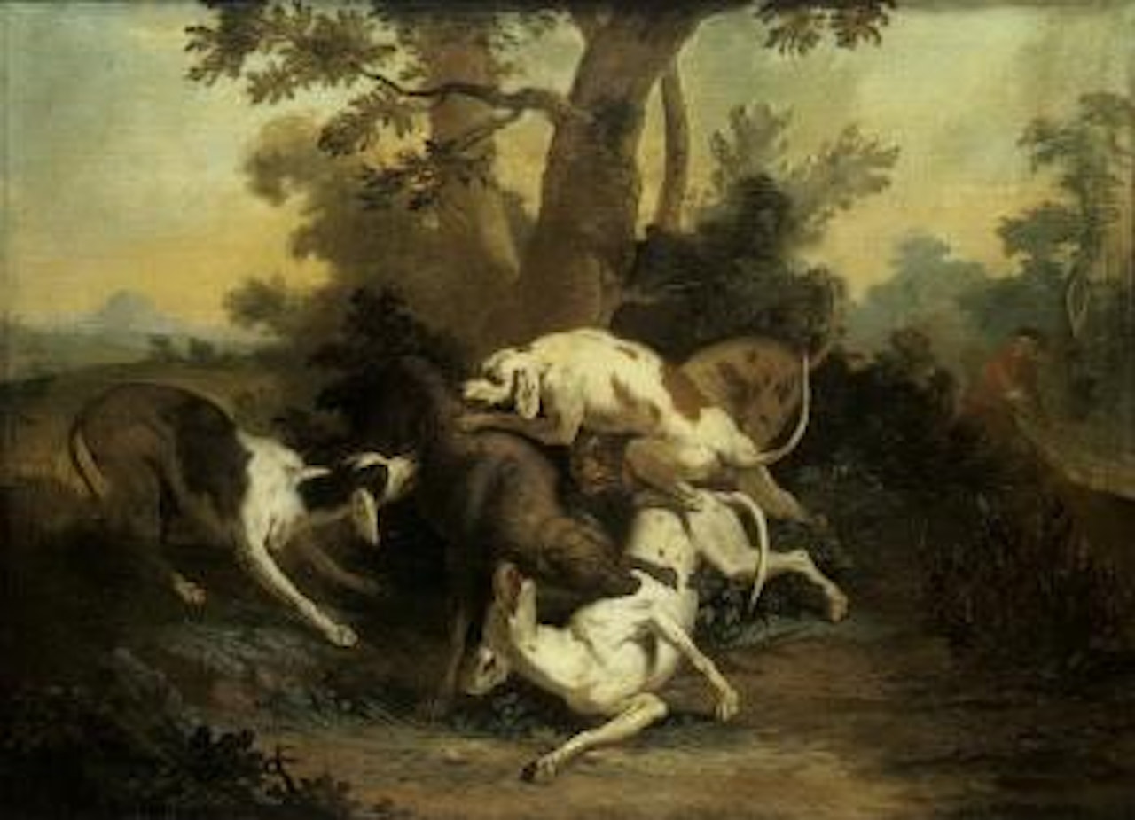 Meute de chiens attaquant un loup by Jean-Baptiste Oudry