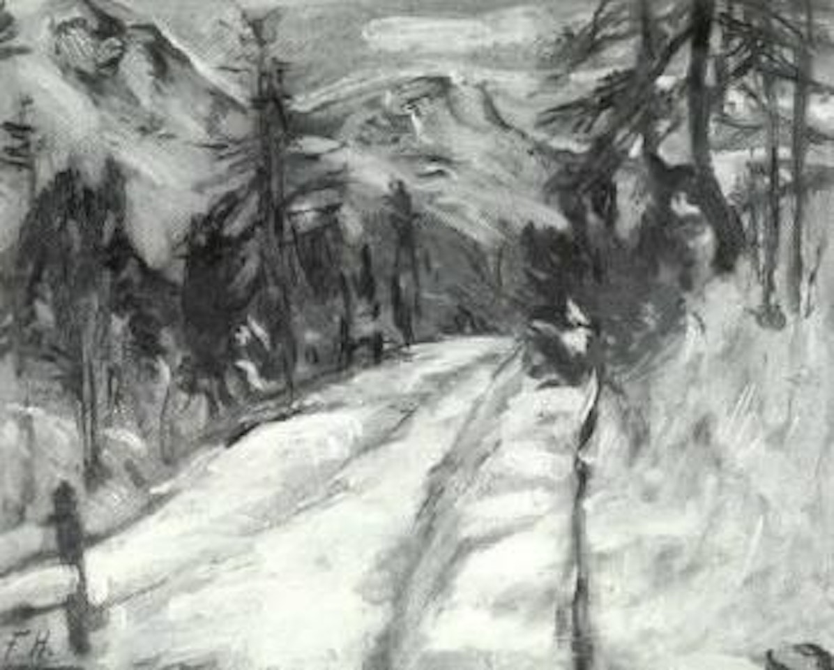 Pine trees in snowy landscapes by Franz Heckendorf