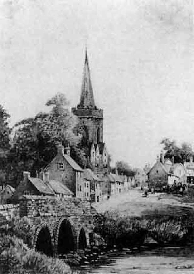 Cathedral cloister yard. Riverside village by Noel Harry Leaver