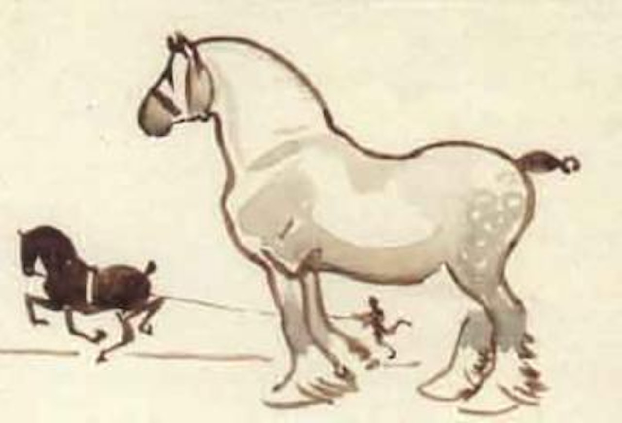 Sketch of two horses by Joseph Crawhall