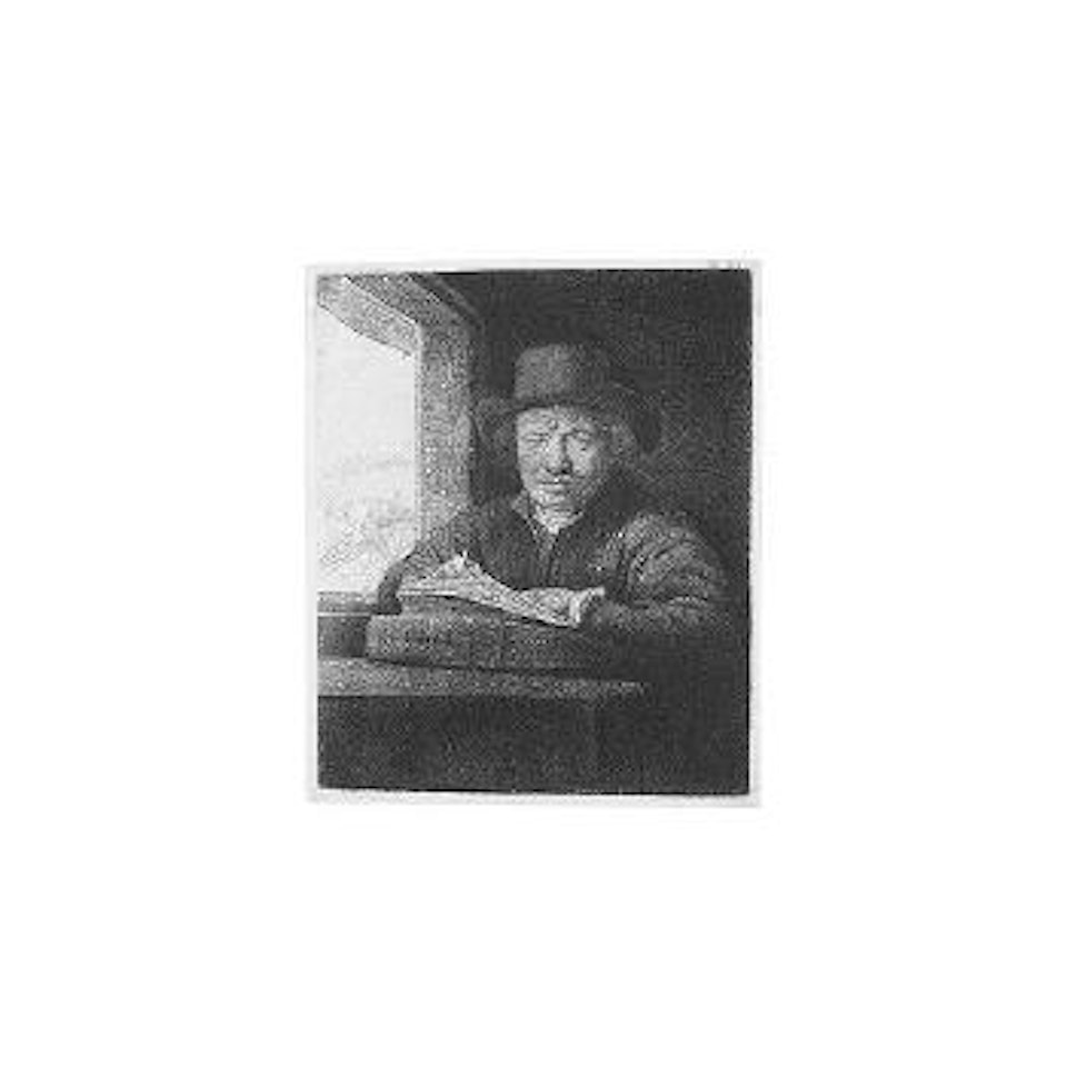 Self portrait at a window by Attributed to Rembrandt Harmensz van Rijn