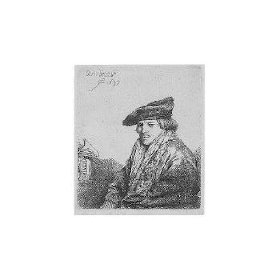 Young man in a velvet cap by Attributed to Rembrandt Harmensz van Rijn