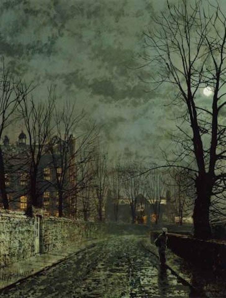 Moonlight study - Old English house by John Atkinson Grimshaw