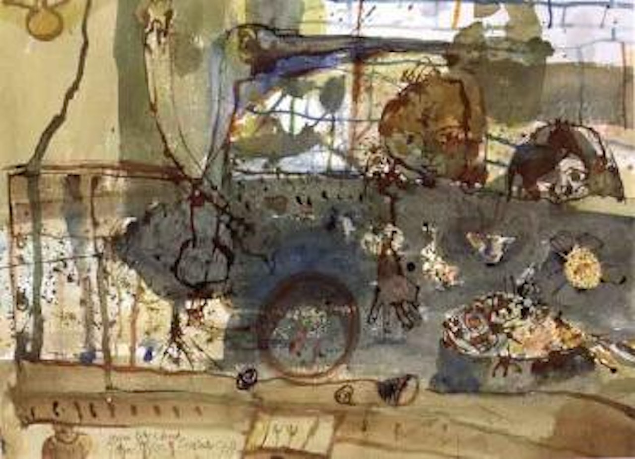 Storm boy and bird by John Olsen