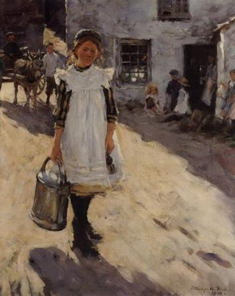 Young girl in a Cornish street by Stanhope Alexander Forbes