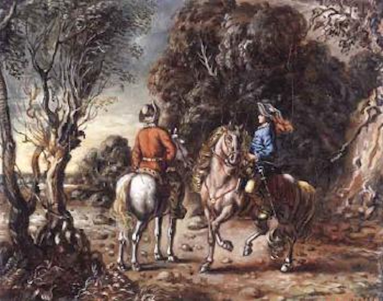 Riders in a village by Giorgio de Chirico