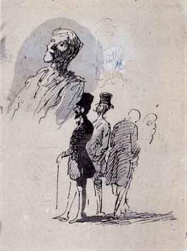 Trois promeneurs, tete et buste by Honoré Daumier