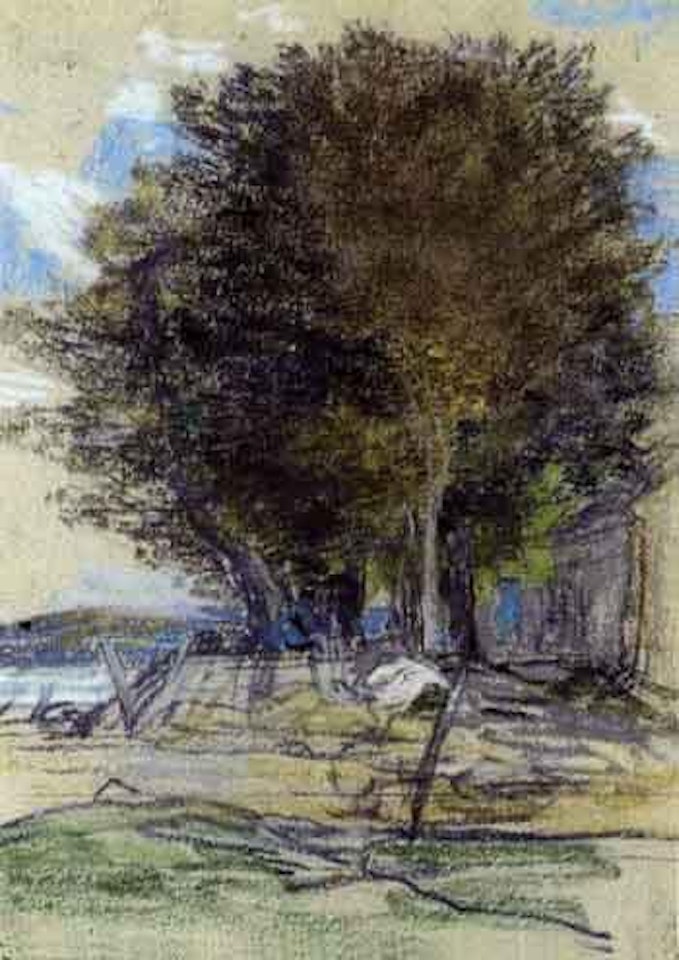 Devant la ferme by Eugène Boudin