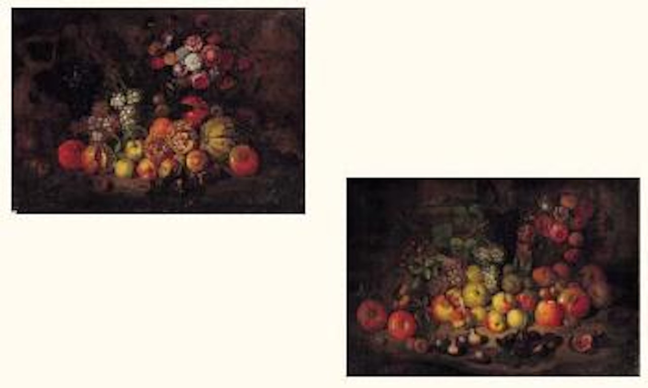 Still life of fruit with flowers. Still life of fruit with strawberries by Italian School