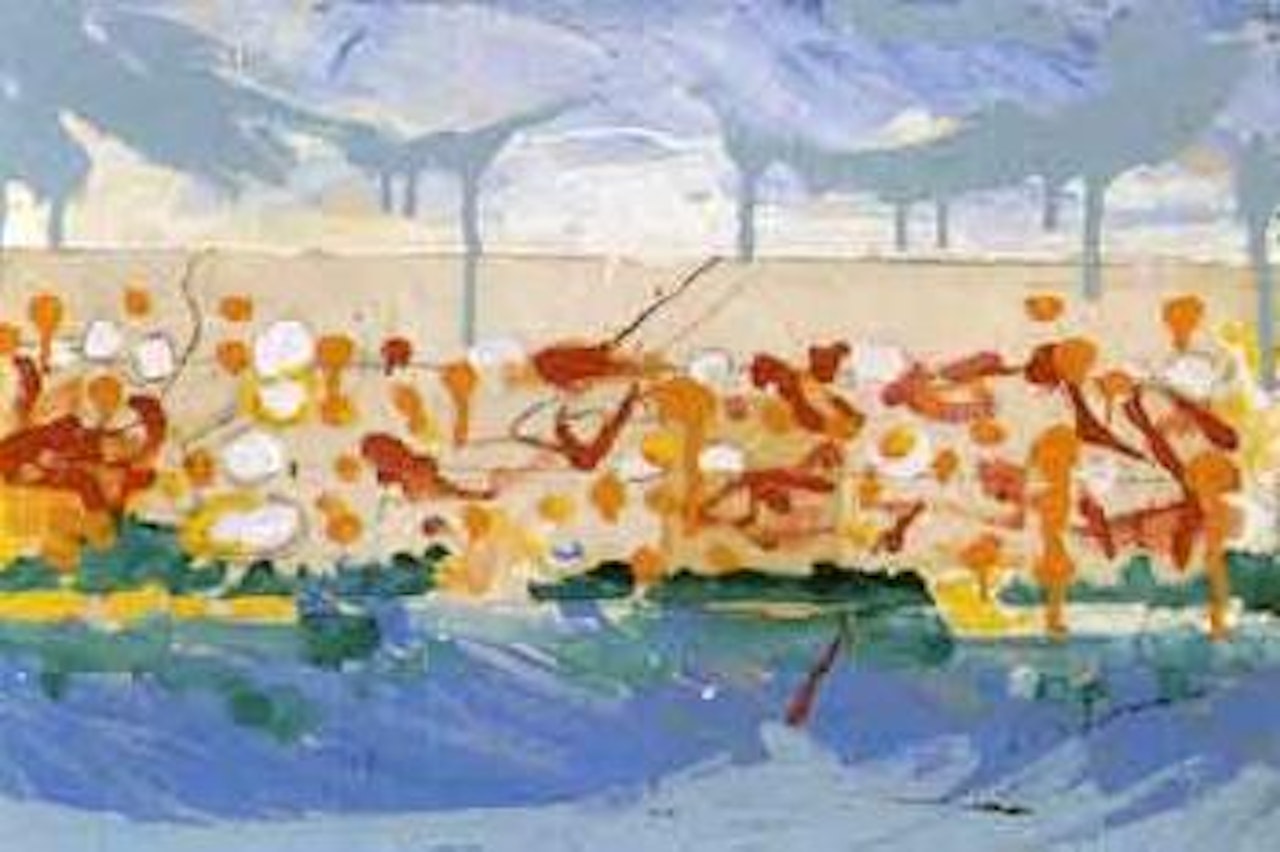 Painting the sky, flowers and water in Nancy by Mario Schifano