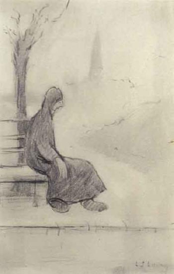 Seated woman, Peel Park, Manchester by Laurence Stephen Lowry
