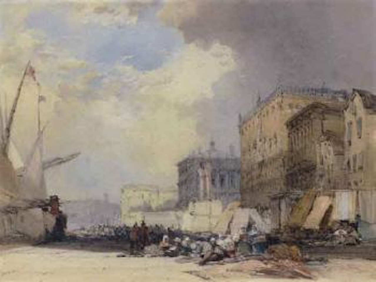 Riva degli Schiavoni, looking towards Doge's palace and the Libreria, Venice by William Callow