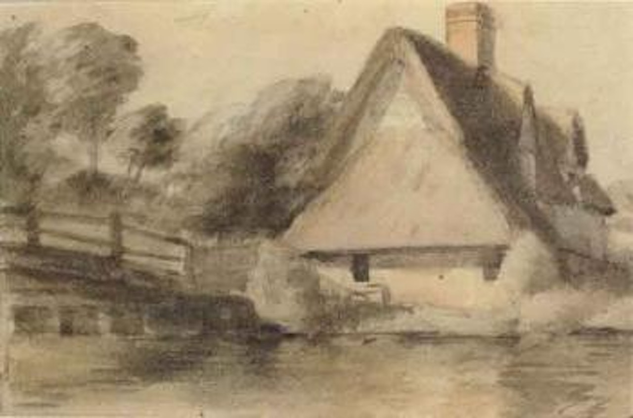 Bridge cottage and Flatford bridge by John Constable