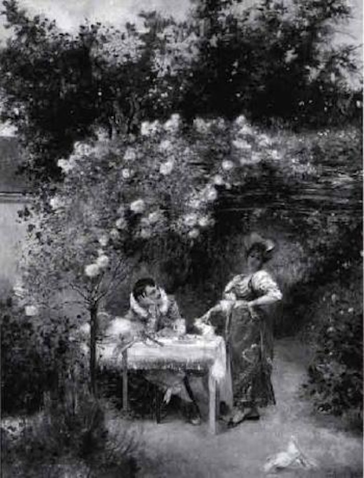 Under the rose arbor by Edouard Frederic W. Richter
