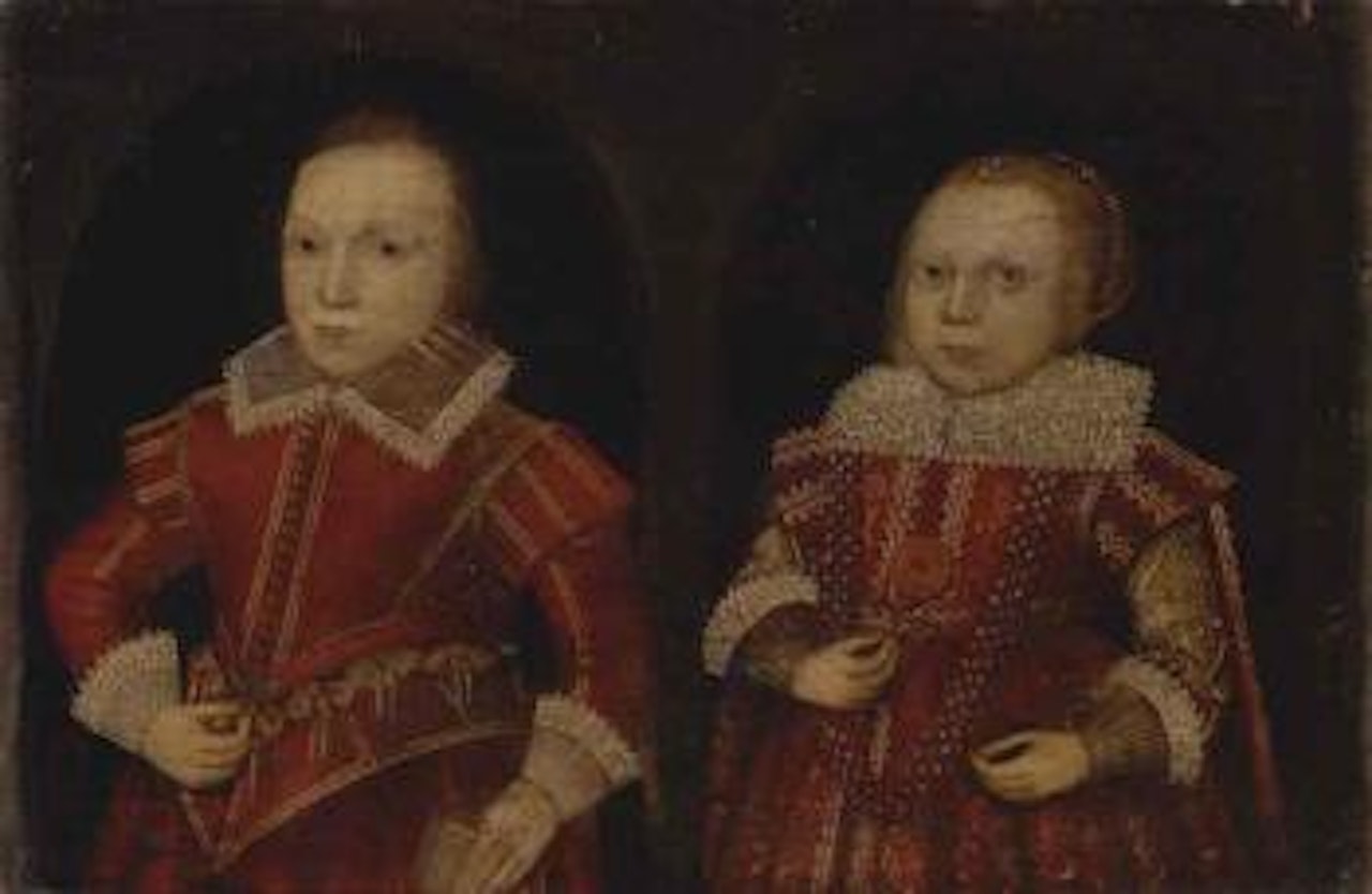 Double portrait of a boy and a girl by English School